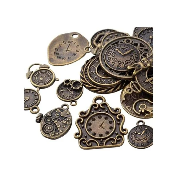 20 piezas de bronce antiguo reloj de la cara encantos_4