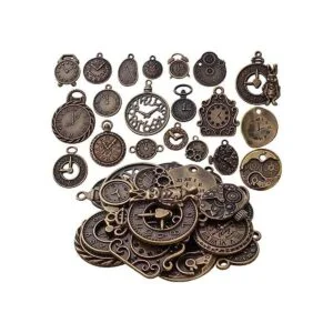 20 piezas de bronce antiguo reloj de la cara encantos_1