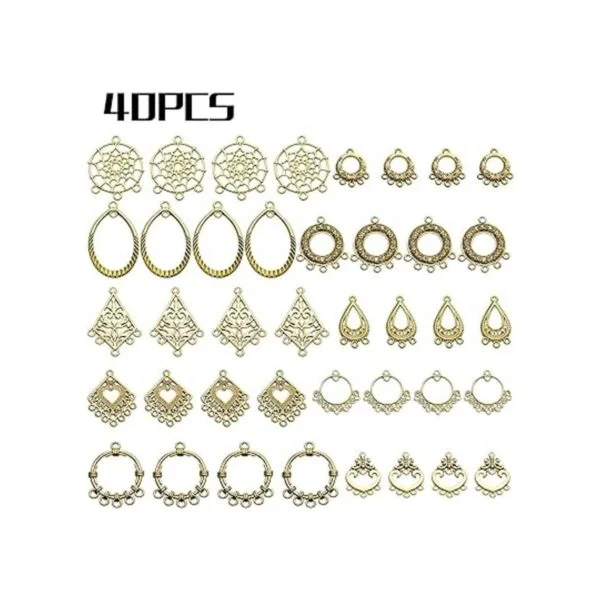 Conectores de aretes 40 piezas de 10 estilos tibetanos_2