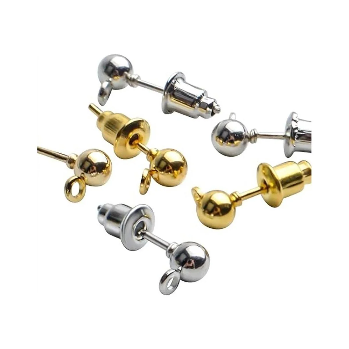 Aylifu Postes y respaldos 100 piezas de aretes de tuerca_5