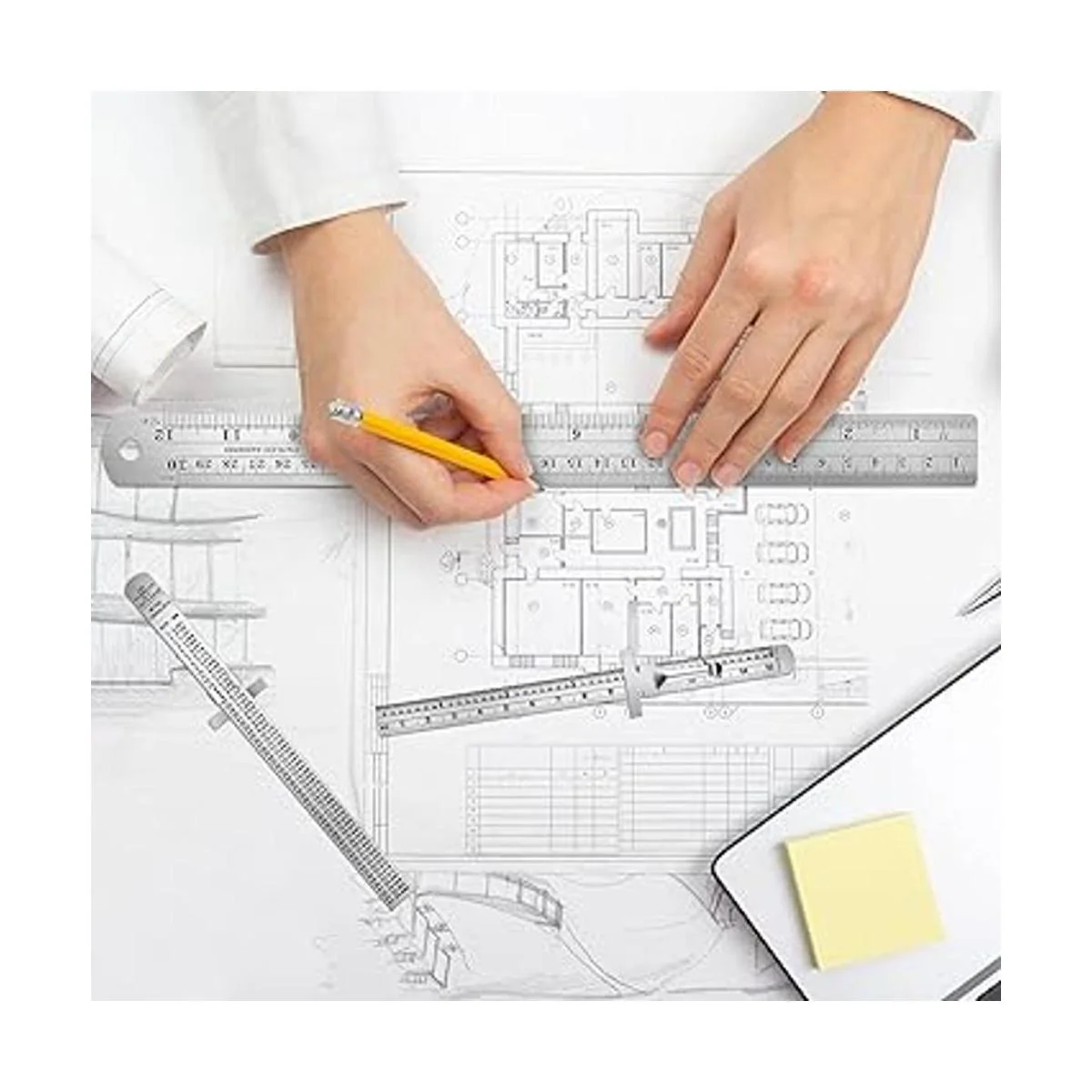 4 reglas de metal de 6.0 in y 12.0 in con graduación_7