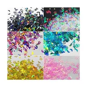 6 colores de estrellas luna grueso con purpurina_2