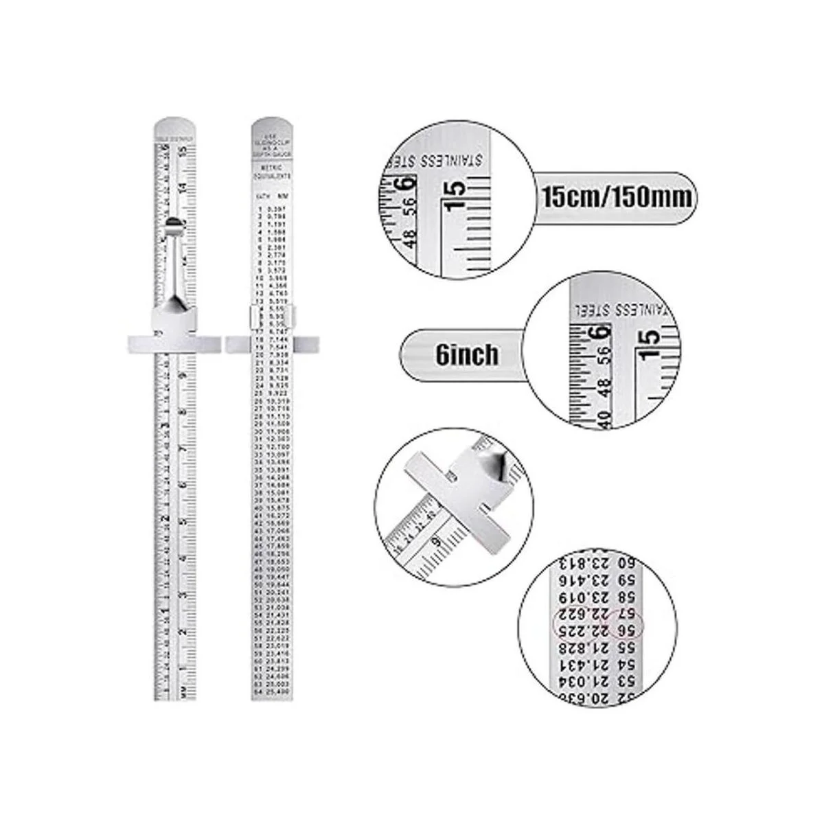 4 reglas de metal de 6.0 in y 12.0 in con graduación_2