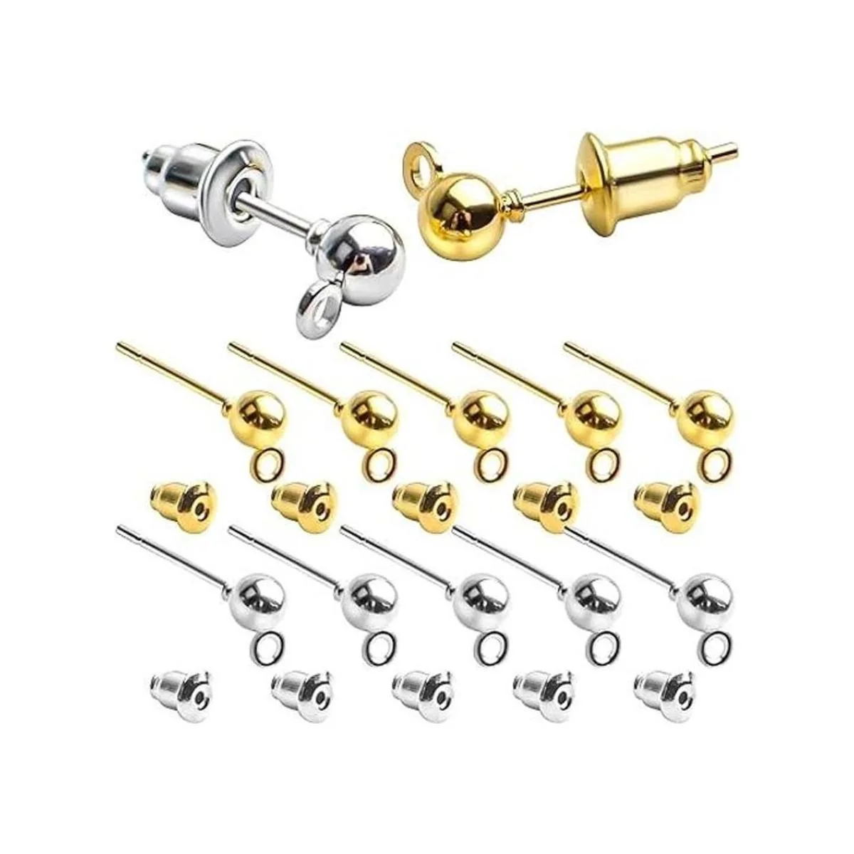 Aylifu Postes y respaldos 100 piezas de aretes de tuerca_1