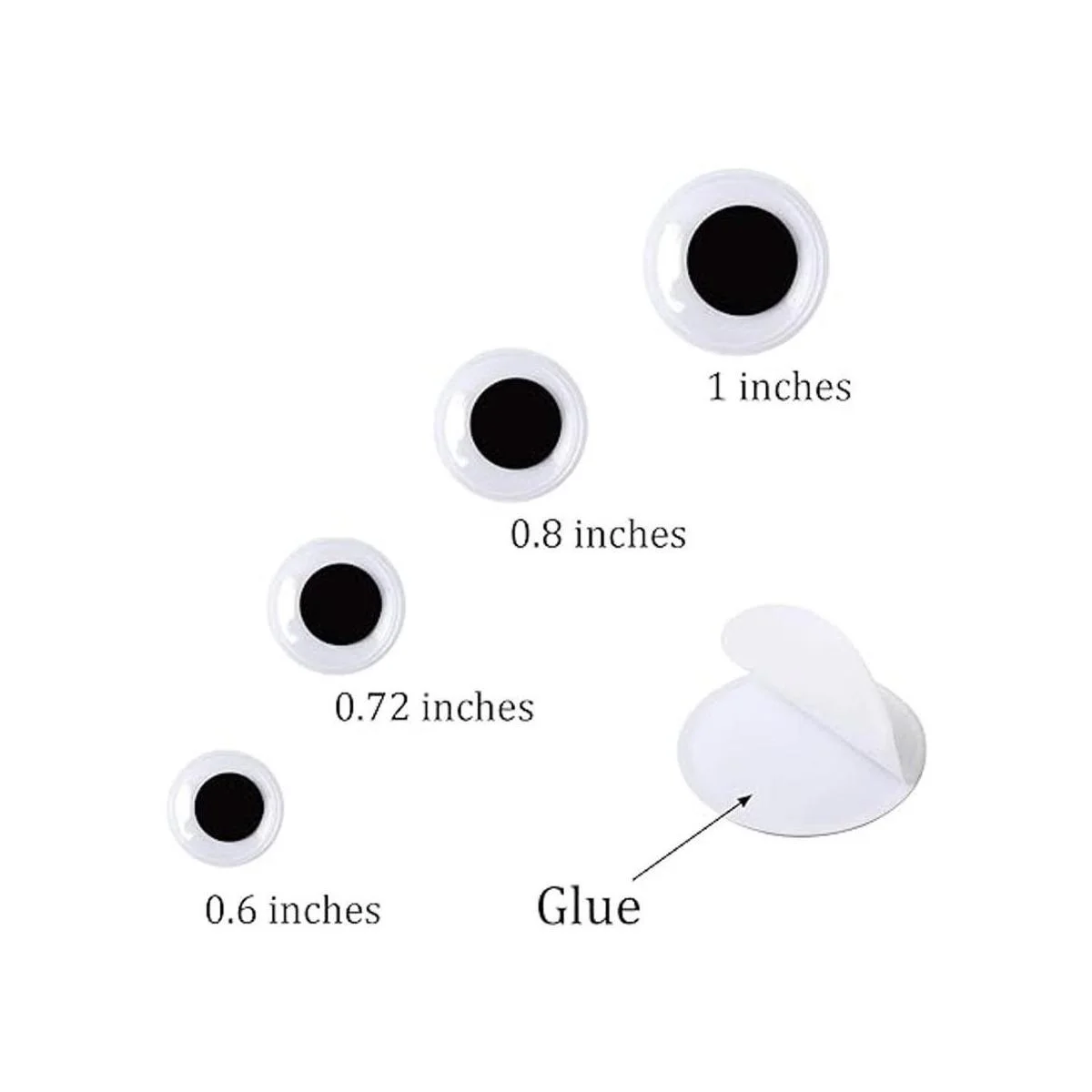 UPINS 300 piezas redondas de plástico negro con ojos que_2