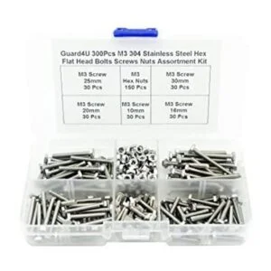 Guard4U 300 tornillos de cabeza plana hexagonales de acero_1