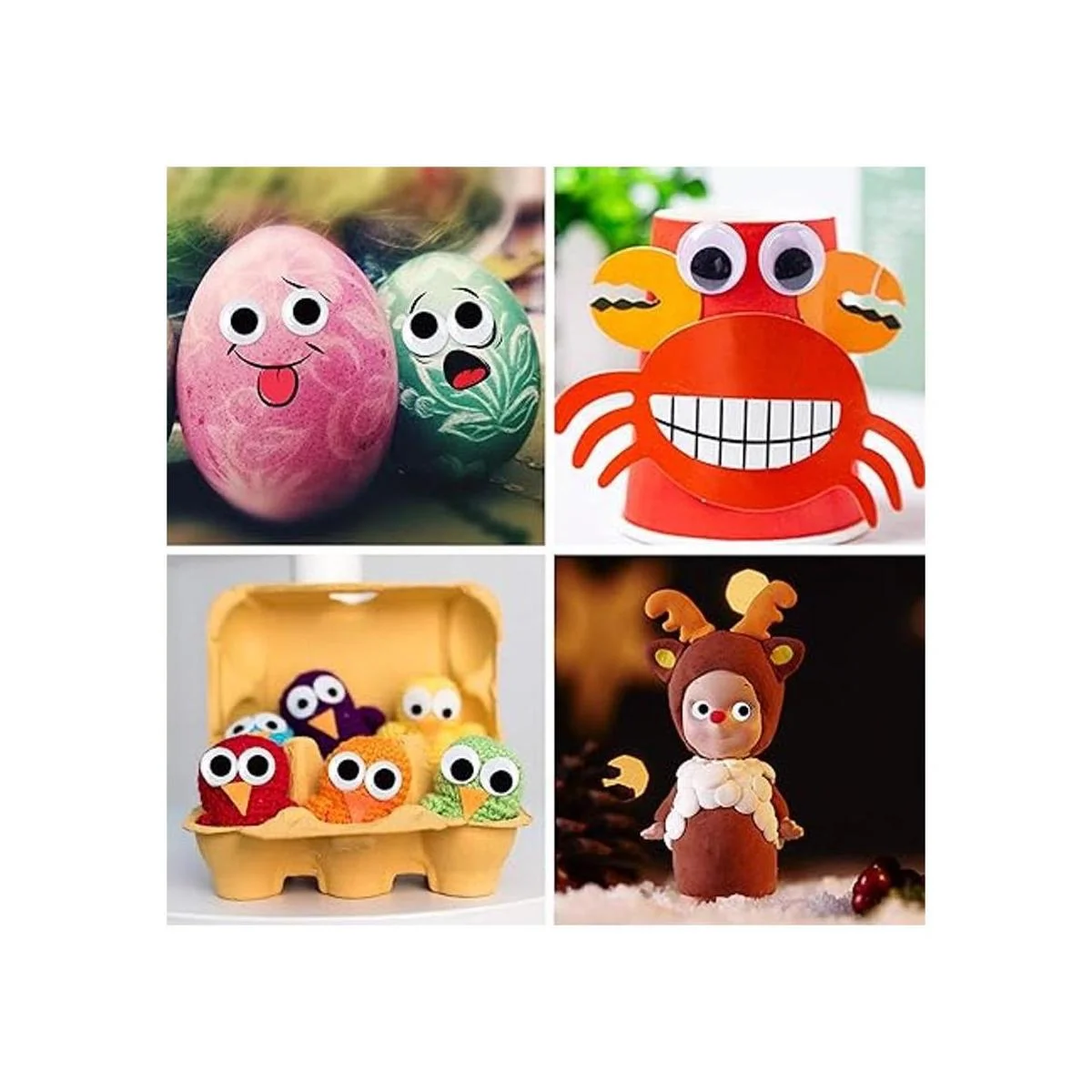 UPINS 300 piezas redondas de plástico negro con ojos que_5