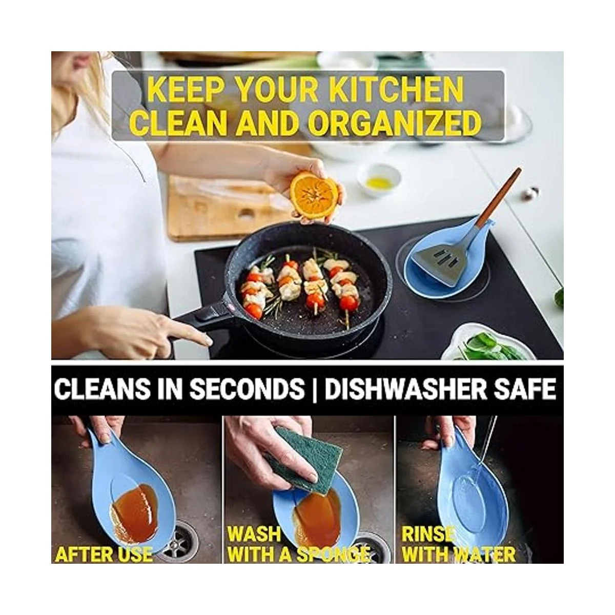 Soporte de cuchara de silicona para estufa juego de 2_2