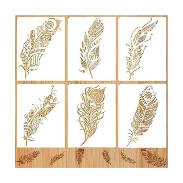 6 plantillas decorativas de plumas de mandala hermosa_1
