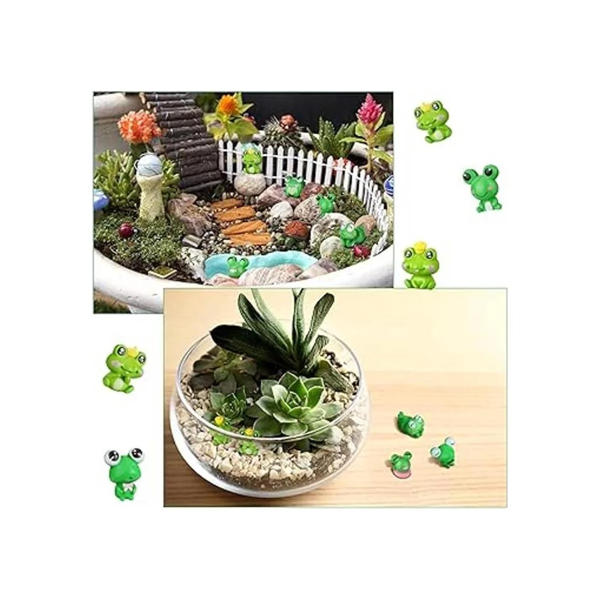 Jetec 32 piezas lindo rana miniatura figuras de jardín_6