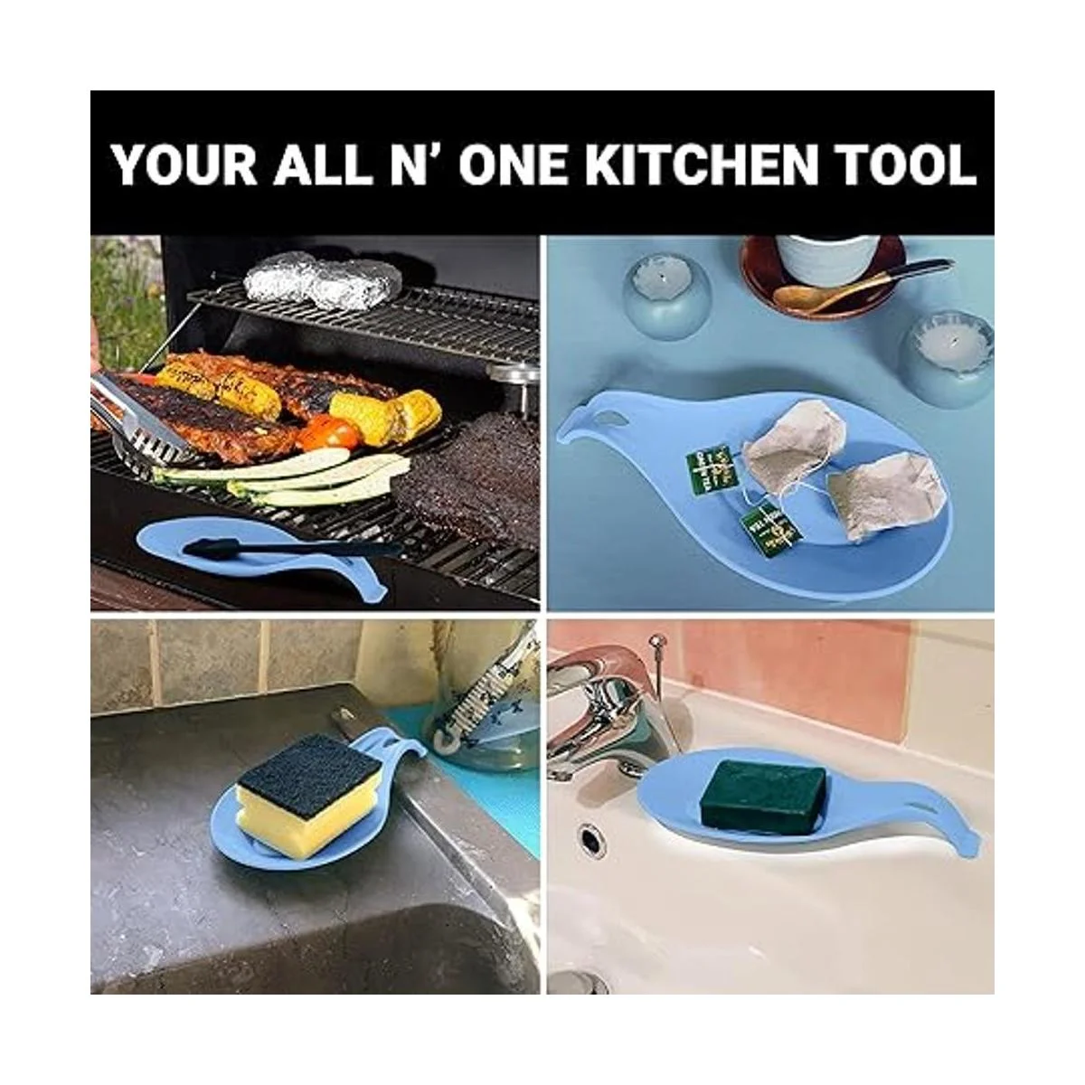 Soporte de cuchara de silicona para estufa juego de 2_5