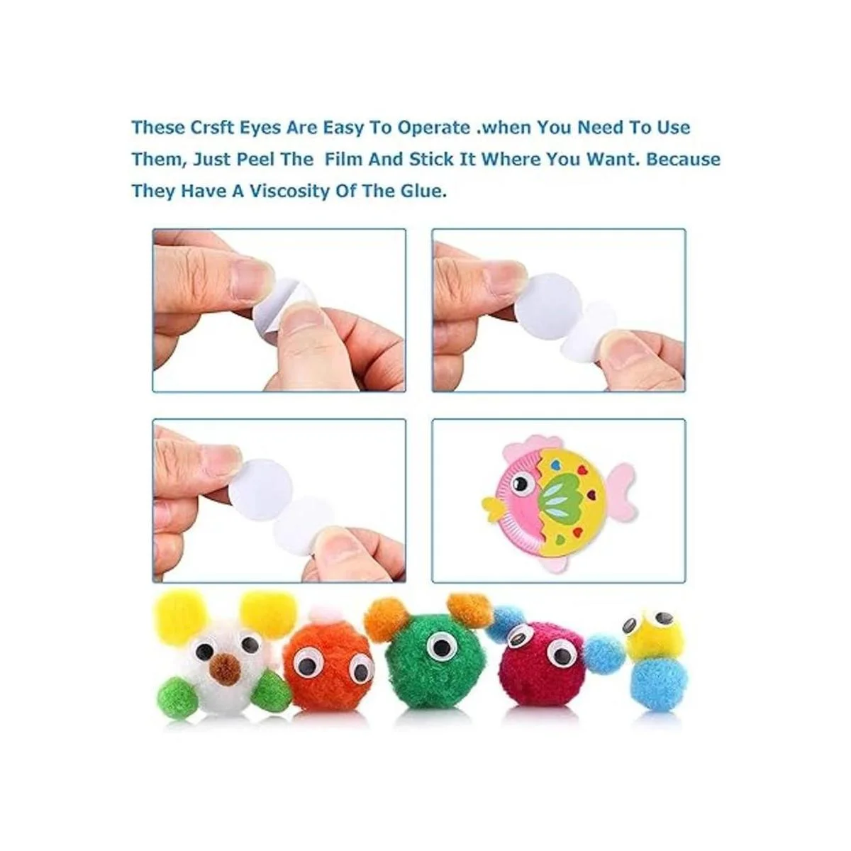 UPINS 300 piezas redondas de plástico negro con ojos que_3