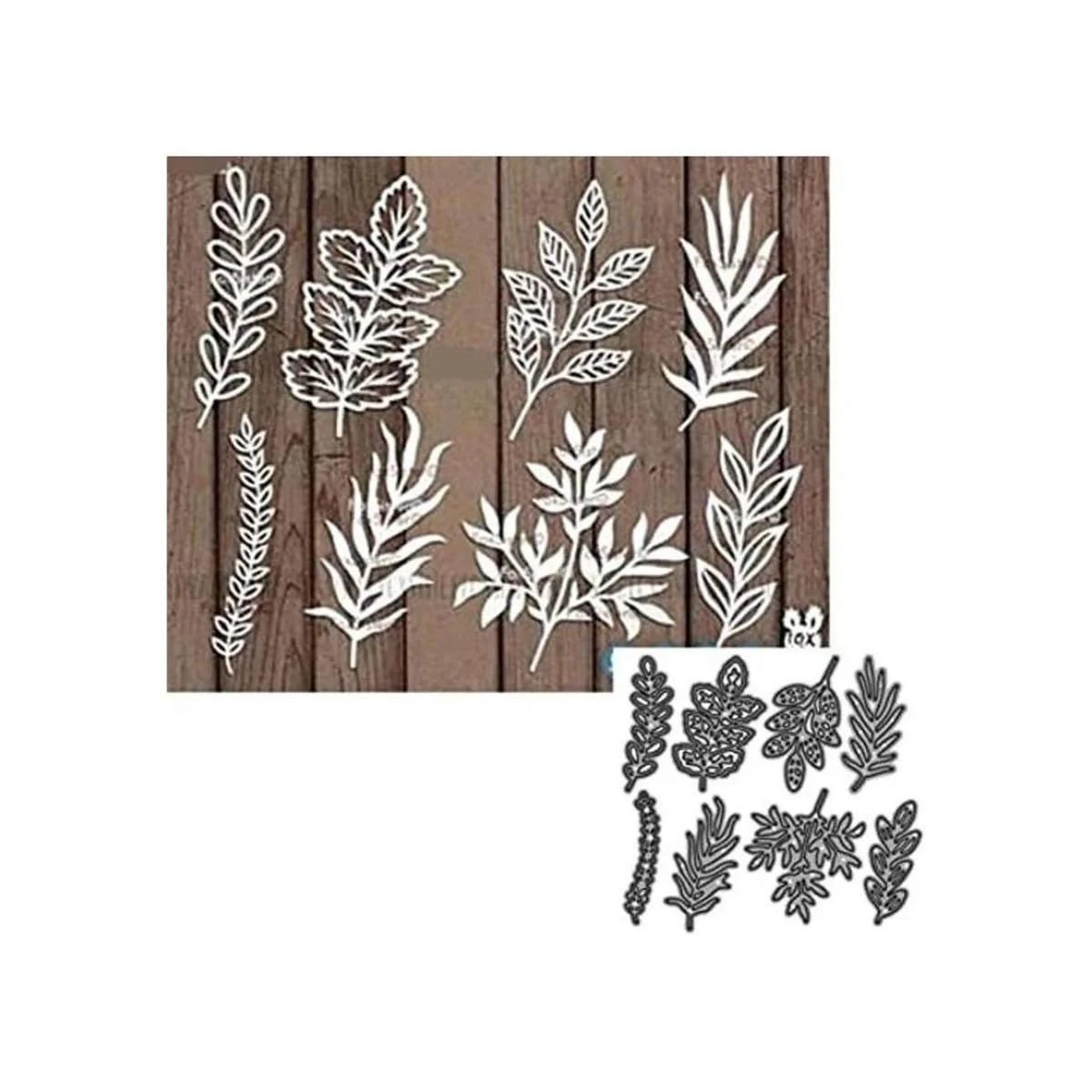 Juego de 8 troqueles de metal de hoja varias hojas_1