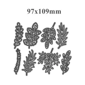 Juego de 8 troqueles de metal de hoja varias hojas_2