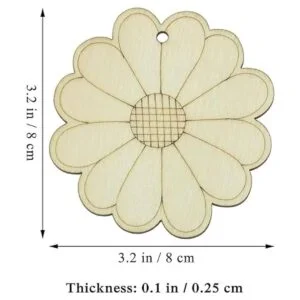 Creaides Adornos colgantes de madera con forma de flor de_2