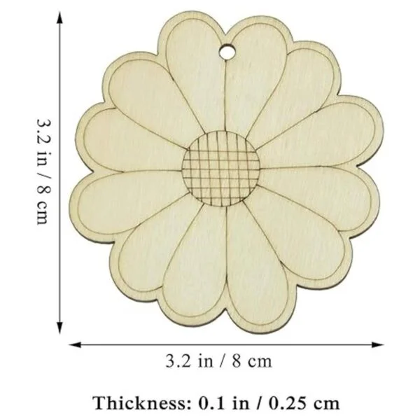 Creaides Adornos colgantes de madera con forma de flor de_2