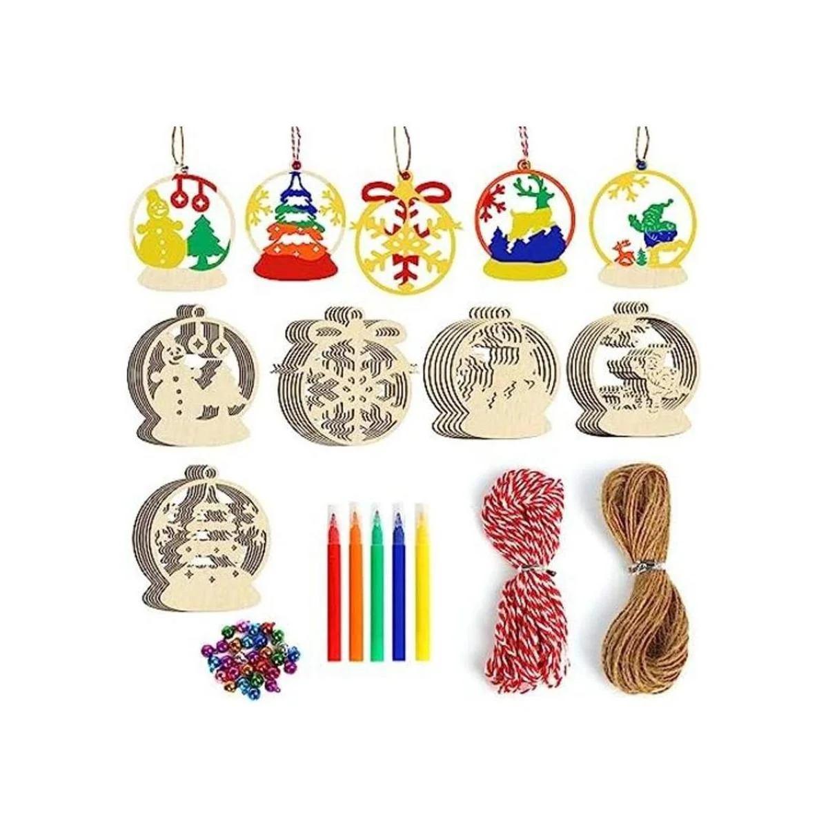 KIMOBER 30 rebanadas de madera de Navidad adornos para_1