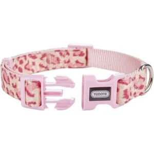 Petiry Elegante collar de leopardo rosa para perro tela_3