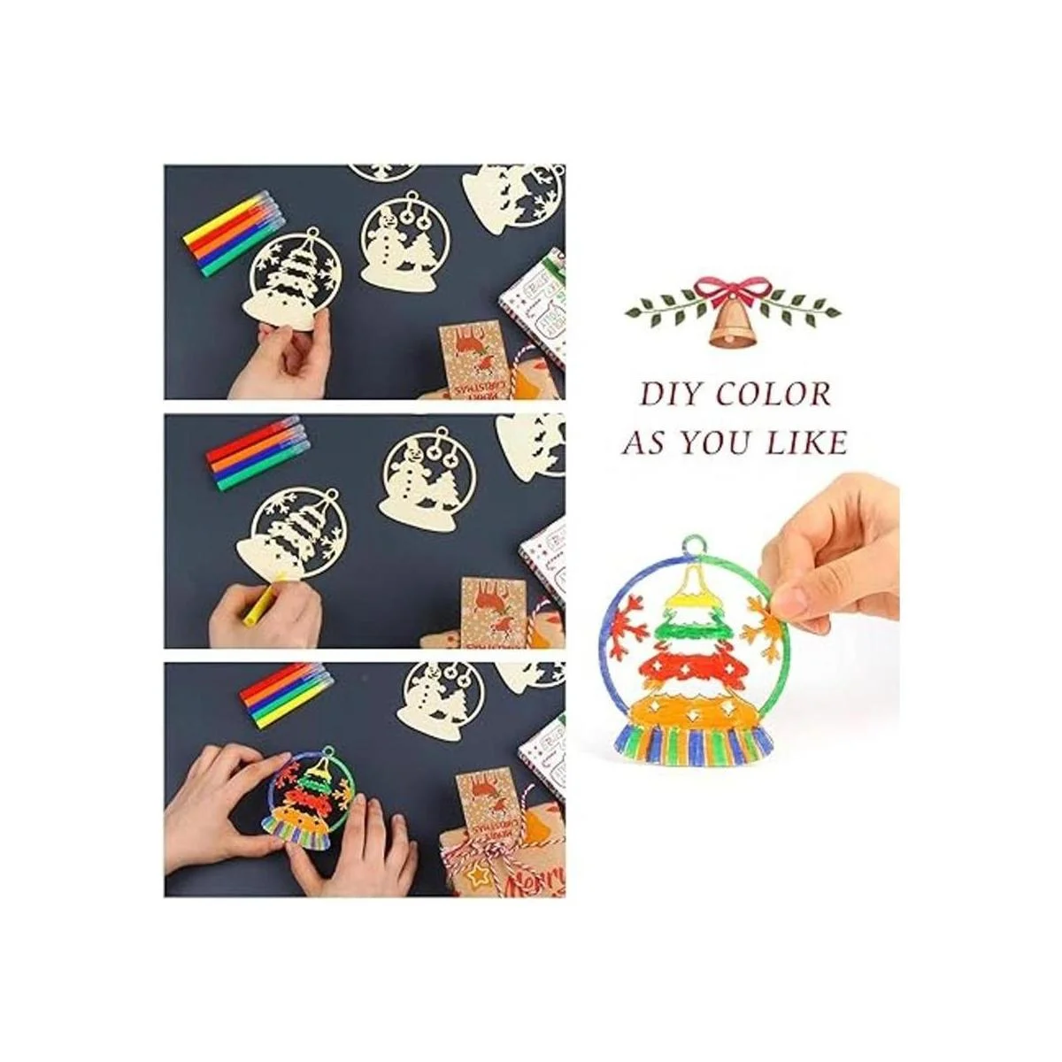 KIMOBER 30 rebanadas de madera de Navidad adornos para_6