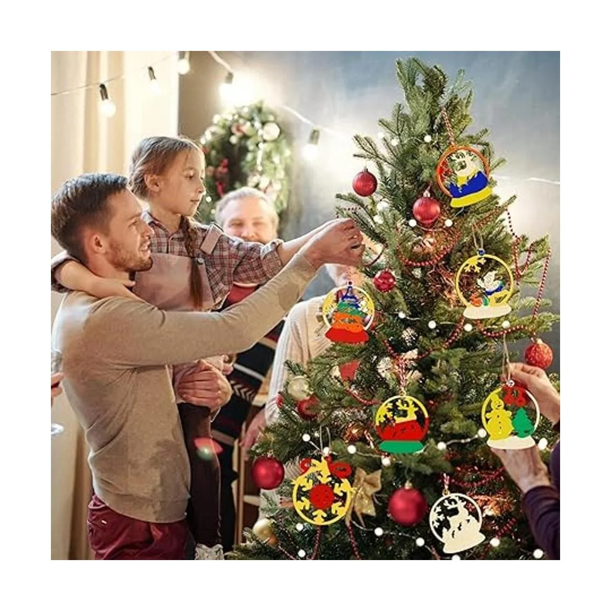 KIMOBER 30 rebanadas de madera de Navidad adornos para_5