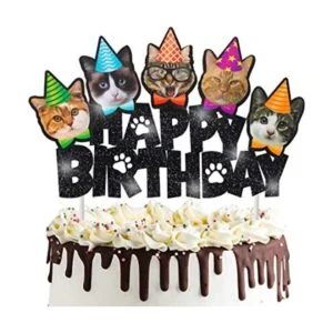 Decoración de pastel de cumpleaños con diseño de gato para_1