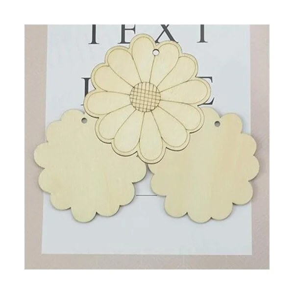 Creaides Adornos colgantes de madera con forma de flor de_4