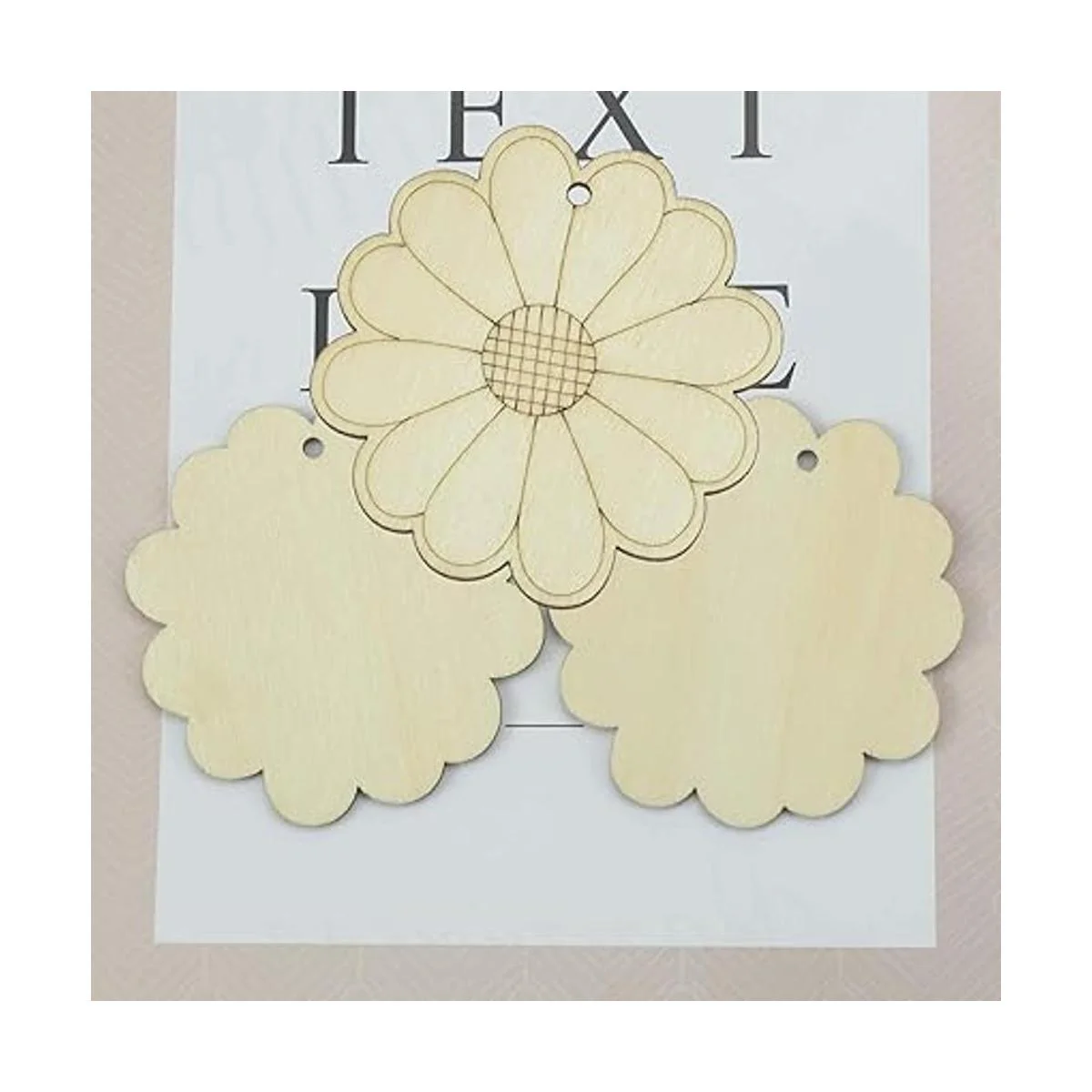 Creaides Adornos colgantes de madera con forma de flor de_4