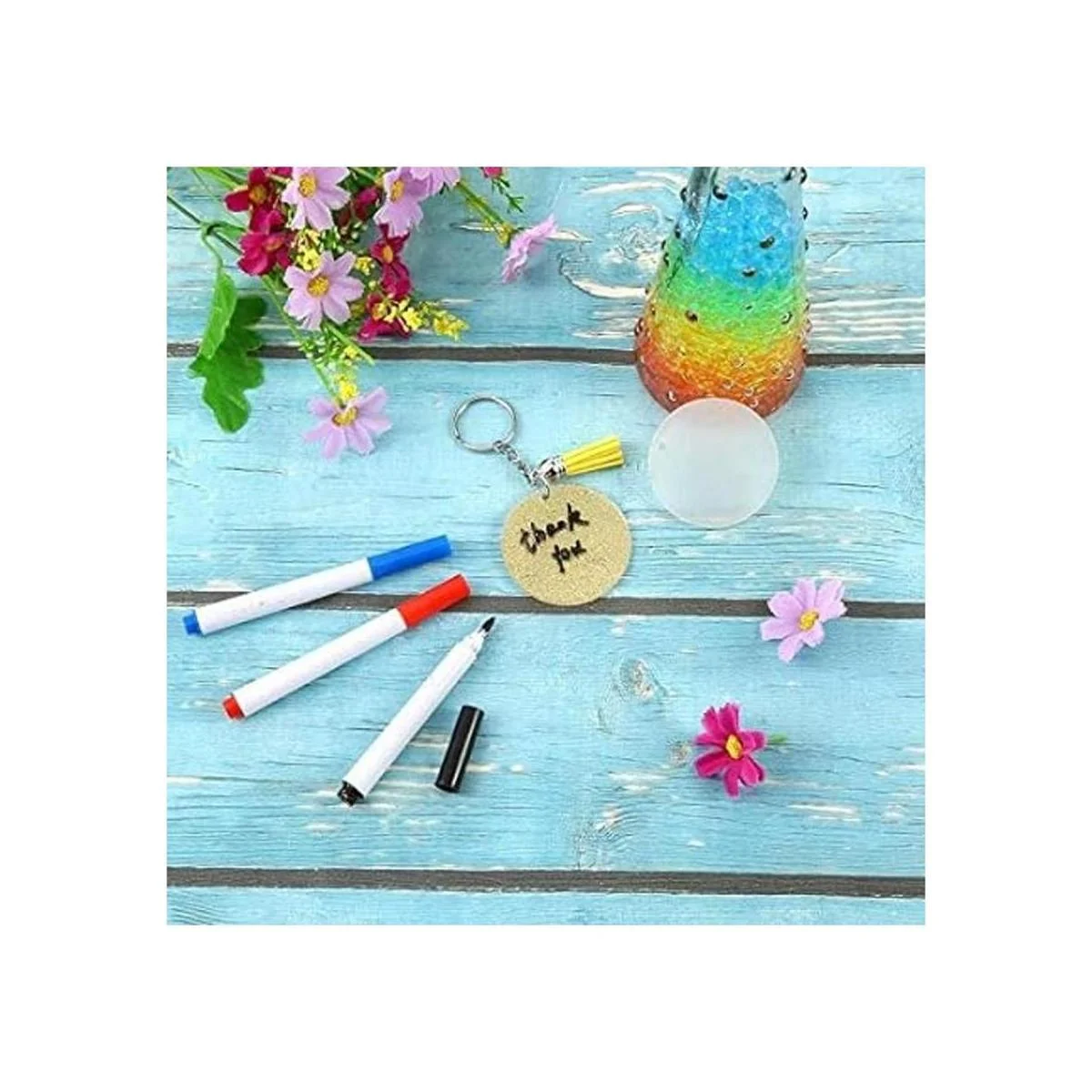 KINGFOREST 120 llaveros acrílicos en blanco incluyendo 30_4