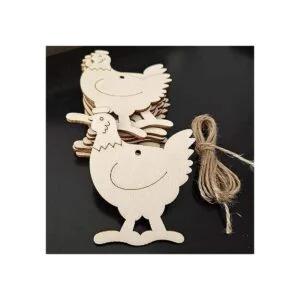 20 adornos colgantes de madera de pollo con agujero_6