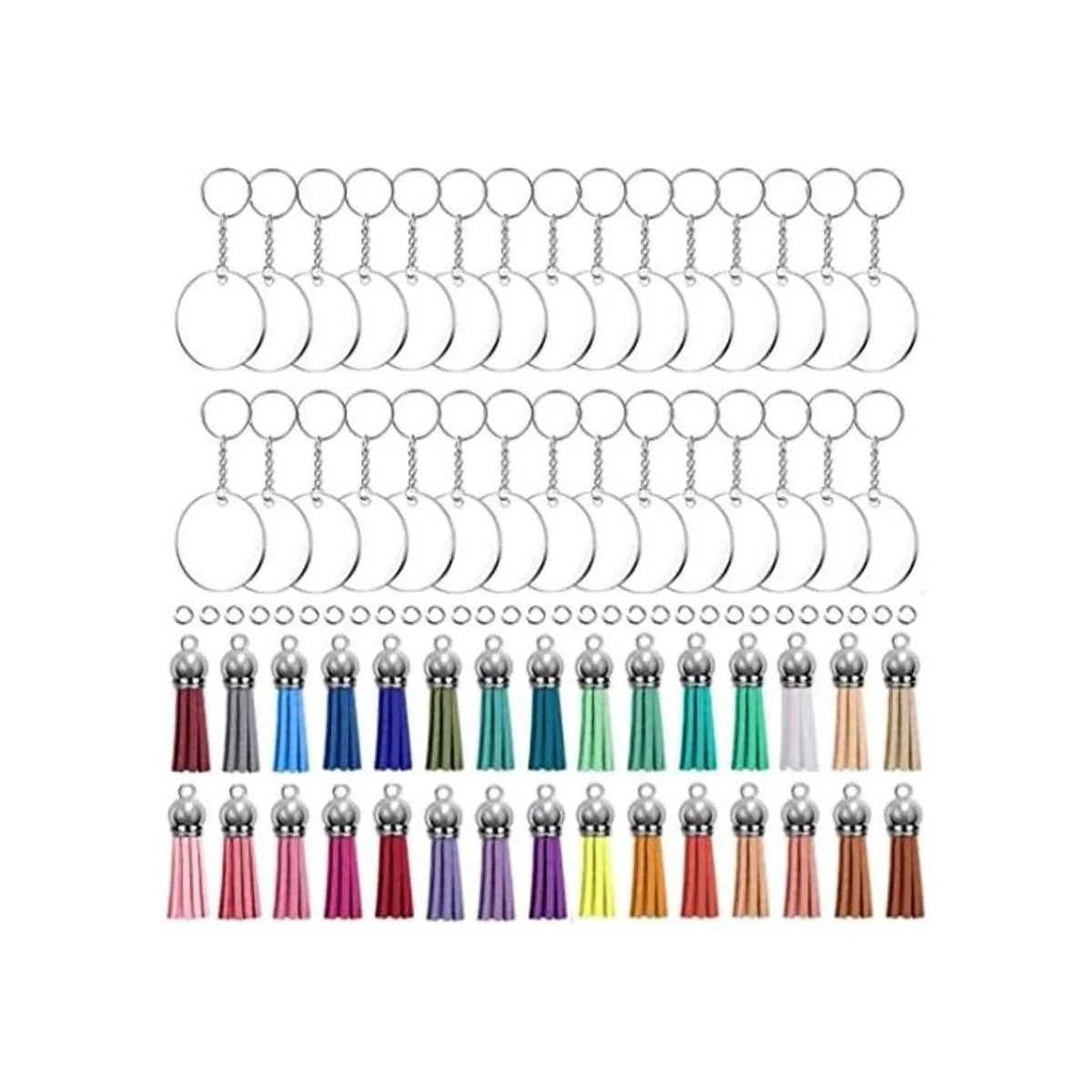 KINGFOREST 120 llaveros acrílicos en blanco incluyendo 30_1