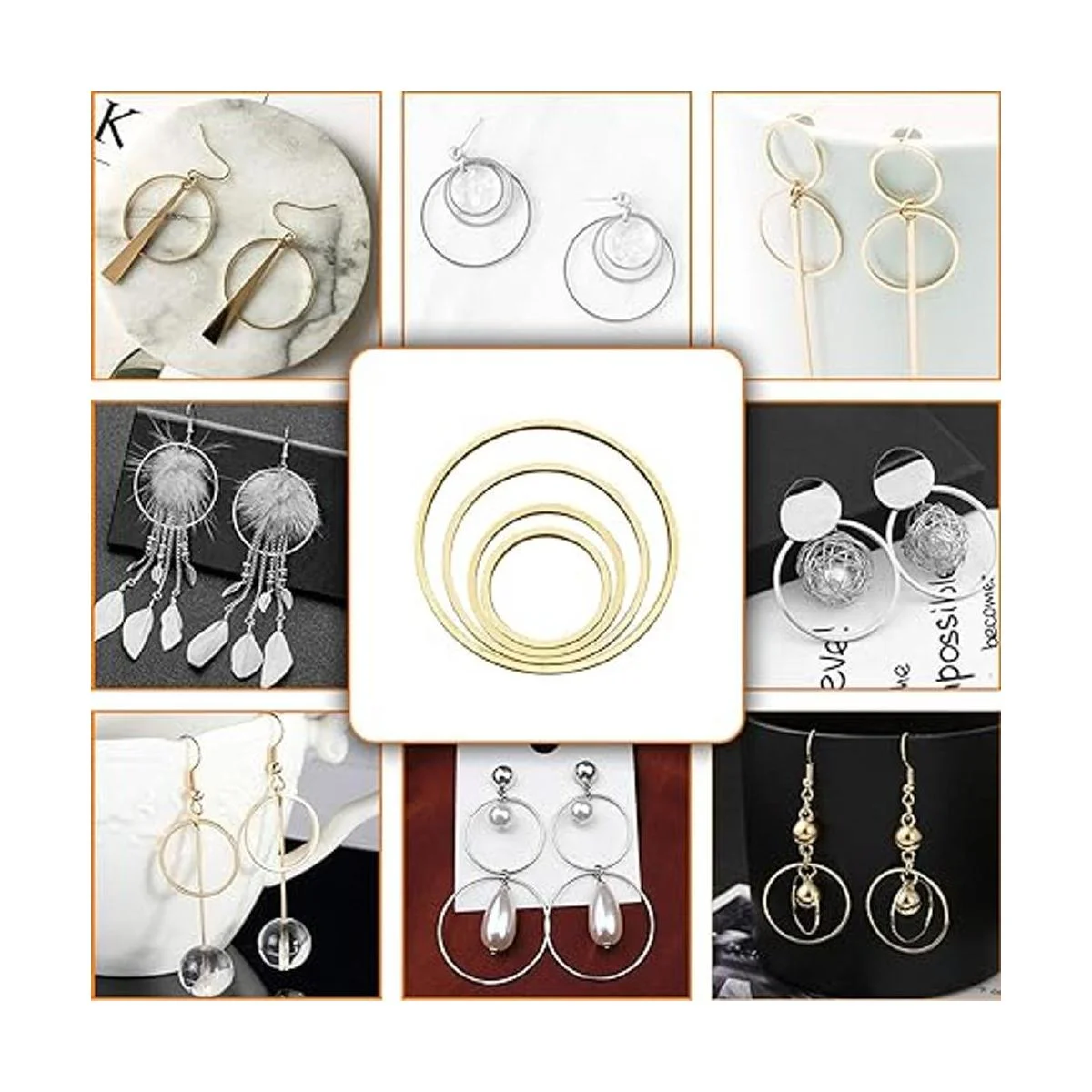 80 aretes de aro con cuentas circulares redondas para_5