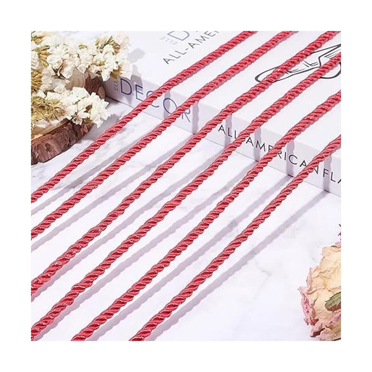 PH PandaHall Cuerda de seda roja de 19.6 yardas 3 capas_3