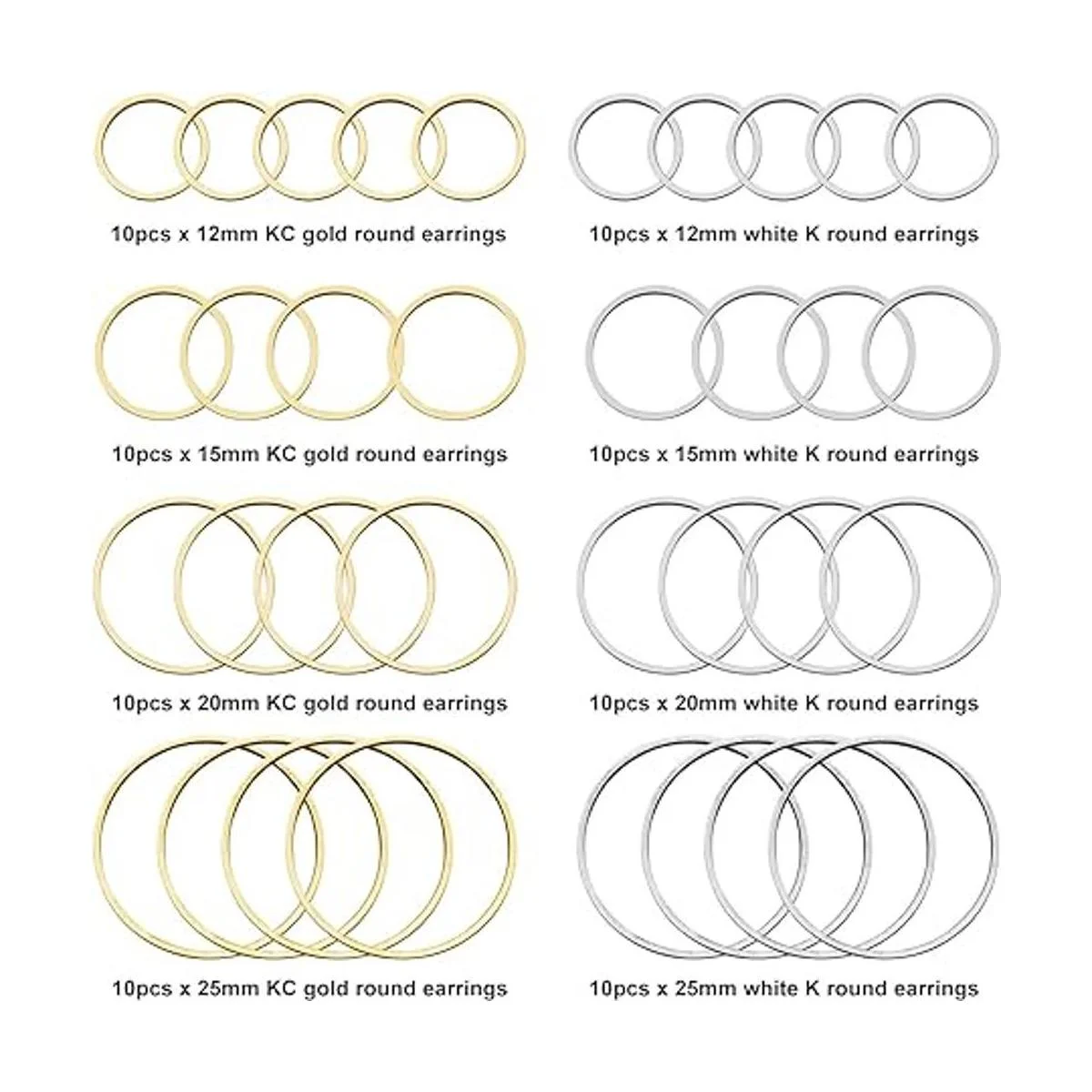 80 aretes de aro con cuentas circulares redondas para_2