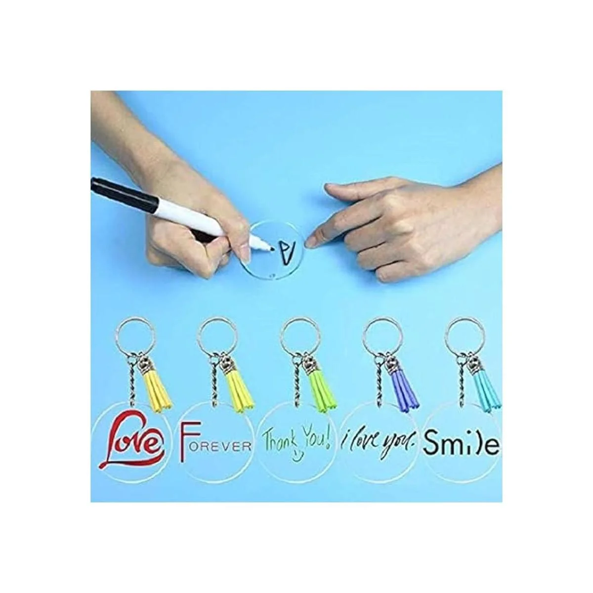 KINGFOREST 120 llaveros acrílicos en blanco incluyendo 30_5