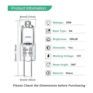 Bombilla G4 paquete de 12 bombillas halógenas_3