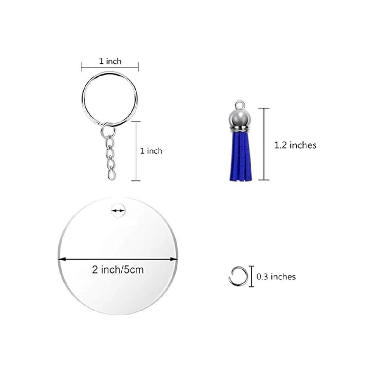 KINGFOREST 120 llaveros acrílicos en blanco incluyendo 30_2