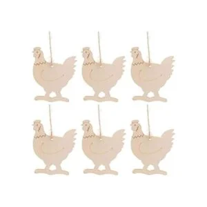 20 adornos colgantes de madera de pollo con agujero_1