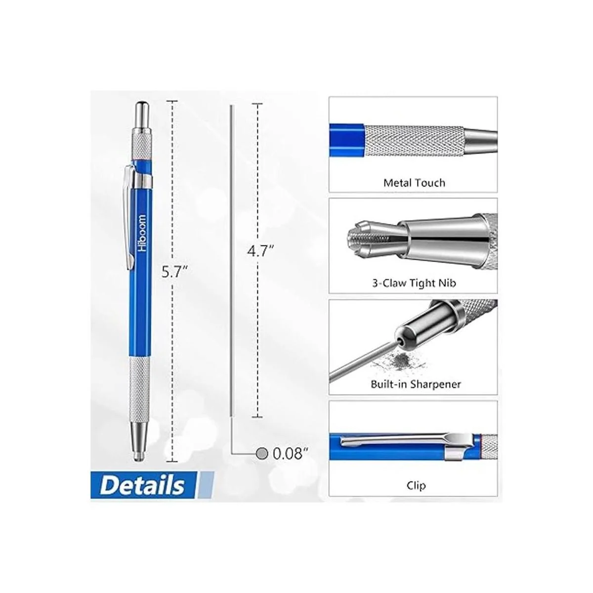 Hiboom Lápiz soldador de rayas plateadas con repuestos_3