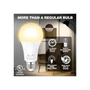 AmeriTop Bombilla LED de emergencia recargable Paquete_3