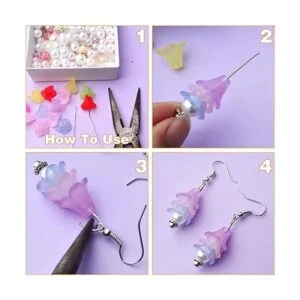 300 piezas de cuentas de flores de trompeta de colores_4