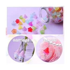 300 piezas de cuentas de flores de trompeta de colores_5