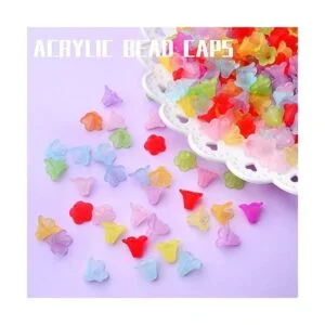 300 piezas de cuentas de flores de trompeta de colores_7