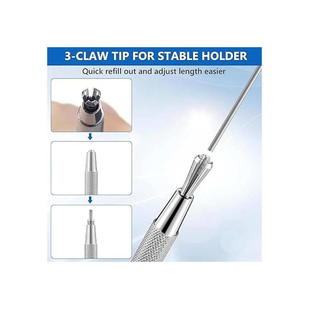 Hiboom Lápiz soldador de rayas plateadas con repuestos_2