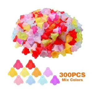 300 piezas de cuentas de flores de trompeta de colores_2