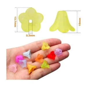 300 piezas de cuentas de flores de trompeta de colores_3