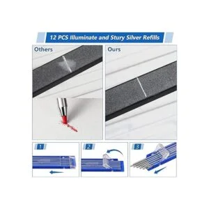 Hiboom Lápiz soldador de rayas plateadas con repuestos_4