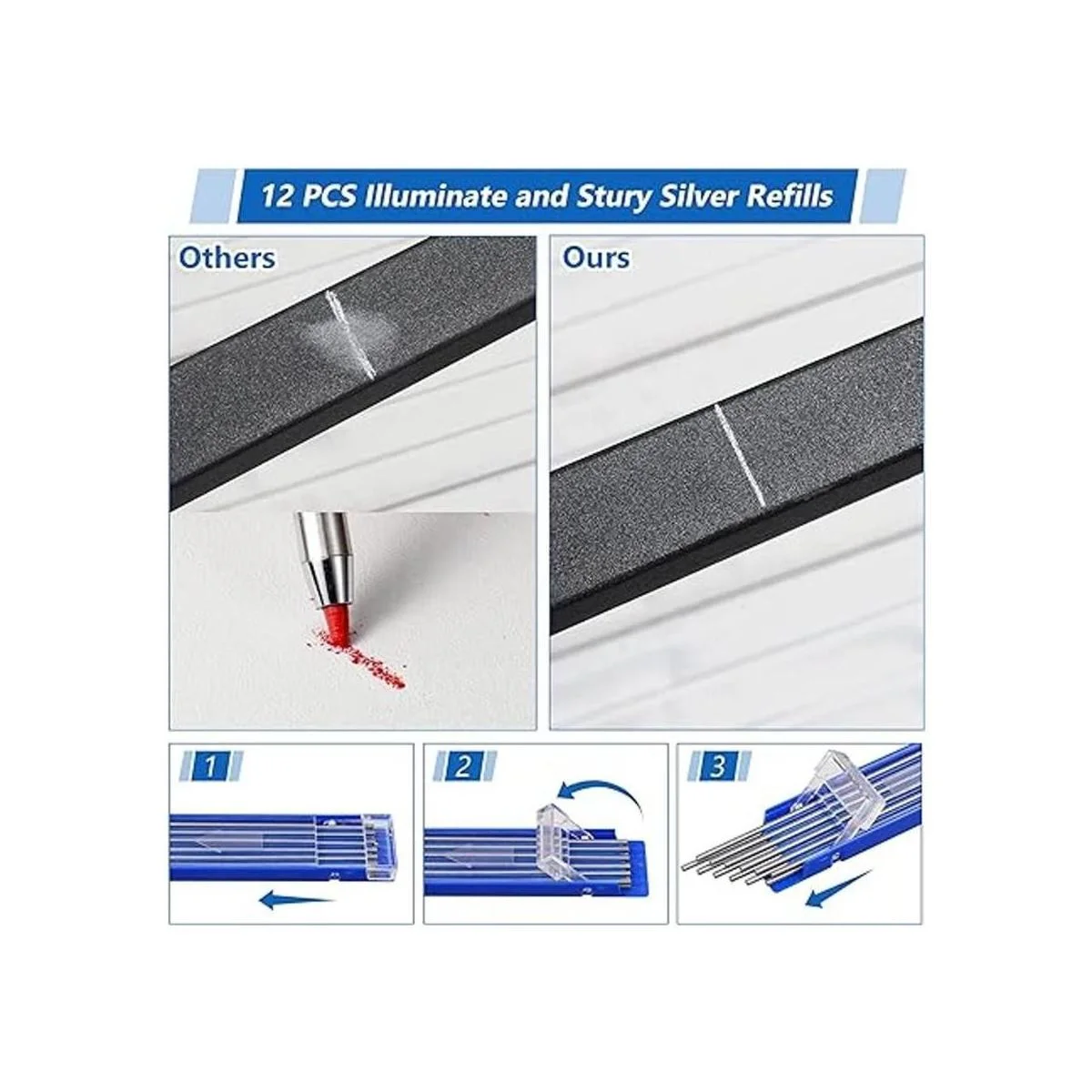 Hiboom Lápiz soldador de rayas plateadas con repuestos_4