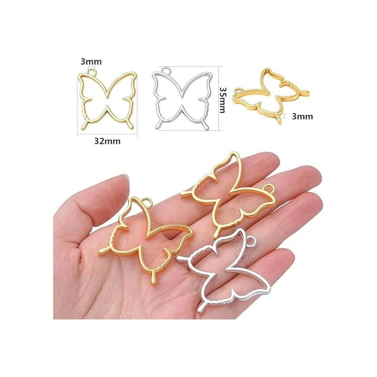 20 piezas de mariposa abierta bisel colgante resina moldes_3