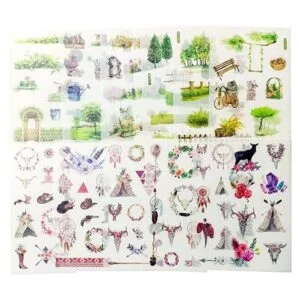 36 hojas de calcomanías Washi de acuarela para diario_4