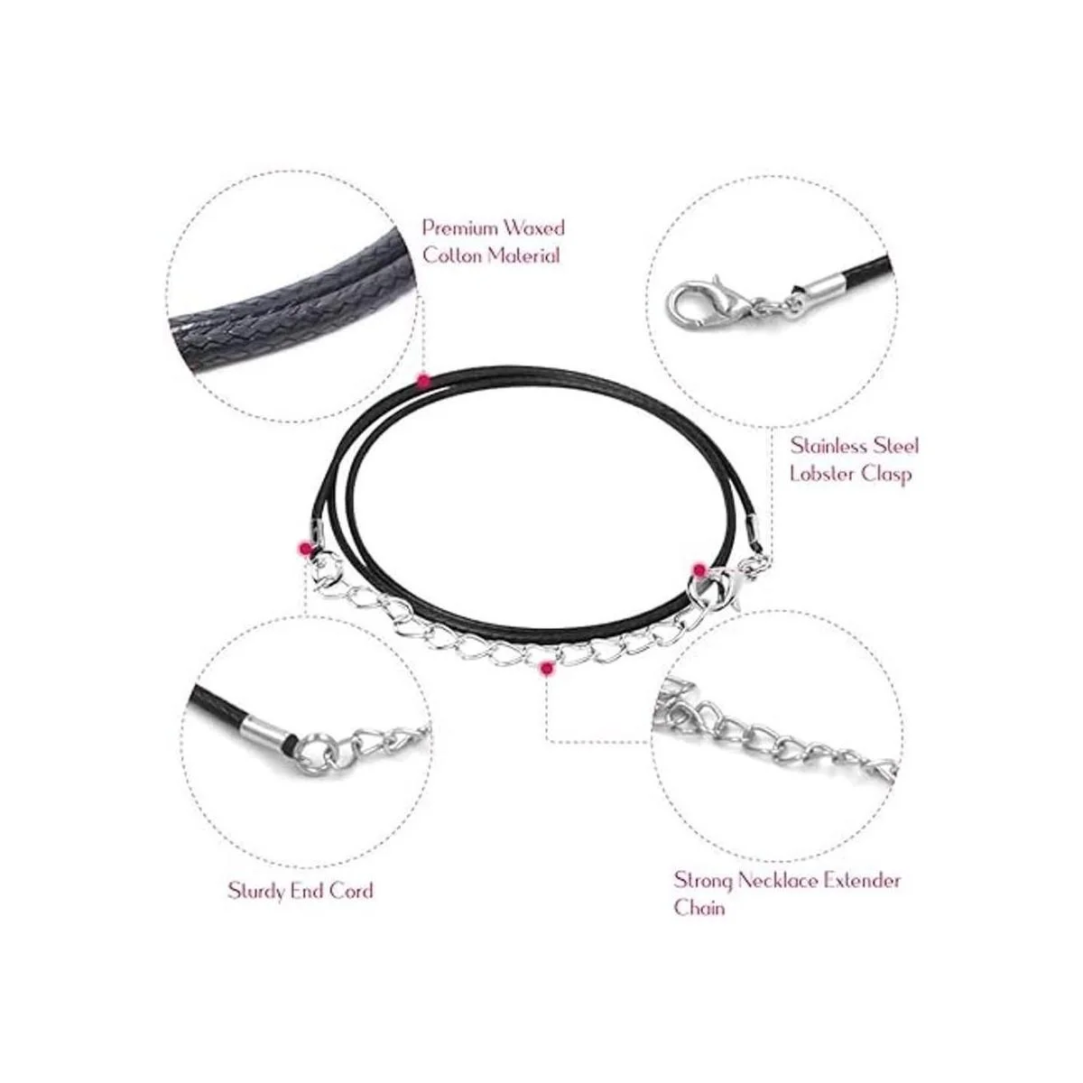 Selizo 100 piezas de cordón para collar para hacer joyas_4